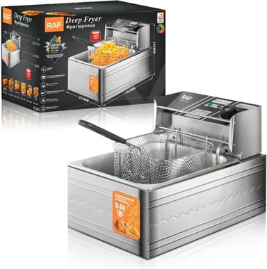 RAF 2500W Electric Deep Fryer With Heat Control And Removable Basket 5.5 L Electric Deep Fryer